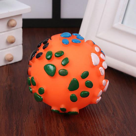 Dog Ball Chew Toy Squeaky Textured Chew Toy Fetch Ball Puppy Teething Toy for Small To Large Dogs Teeth Cleaning Anxiety Relief