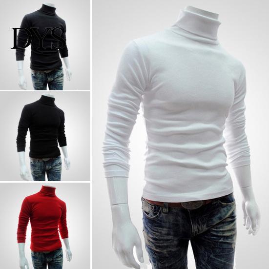 Herren Herbst Einfarbig Langarm Rollkragen Gestricktes Schlankes Unterhemd