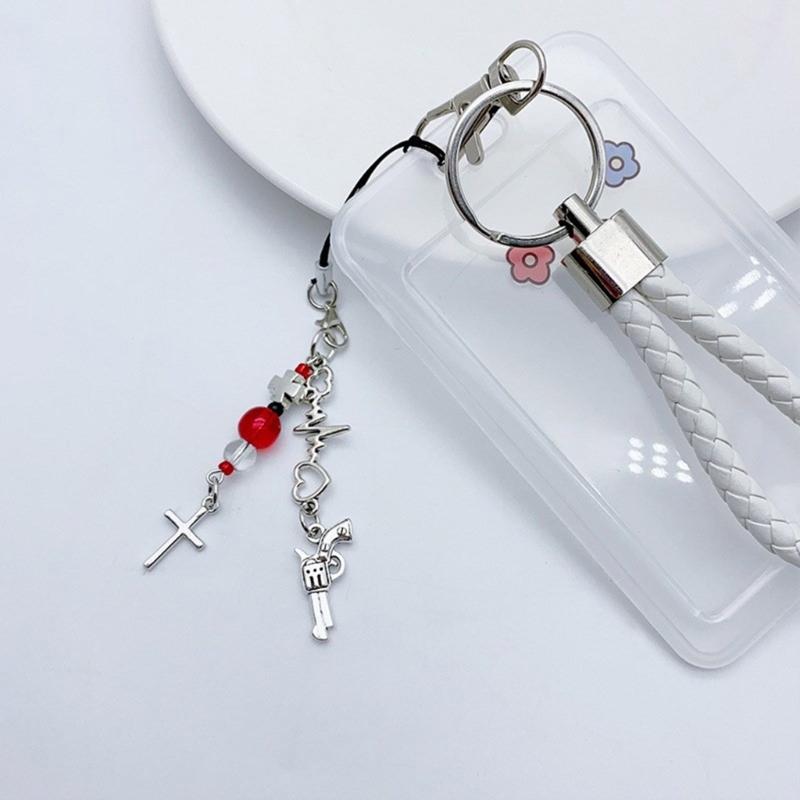 Handmade Beaded Phone Lanyard Star Shape Pendant Strap Detachable Phone Chains Keyring Portable Accessory for Women