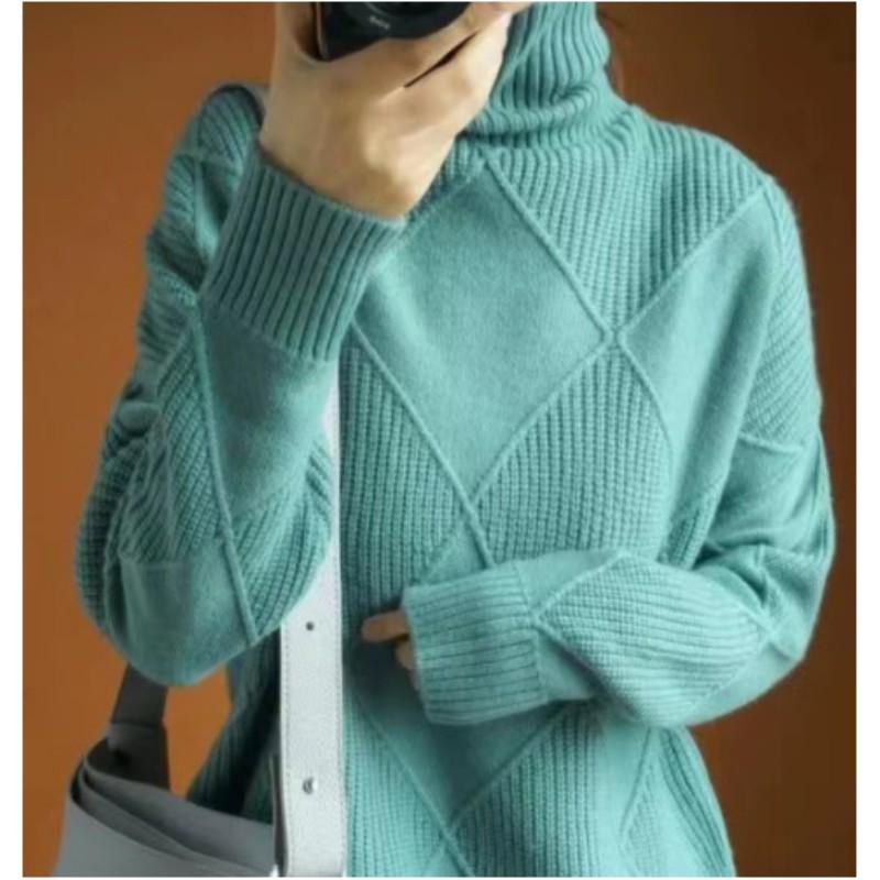 

Женский осенний темпераментный пуловер с ромбовидным узором и однотонной расцветкой XXS
