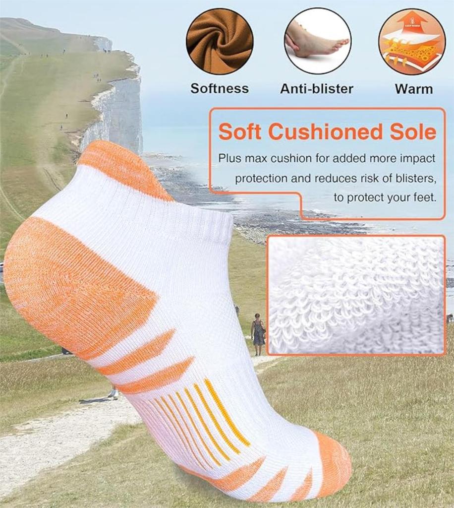 Chaussettes basses Femme Athlétiques Invisibles Chaussettes de course Confort Amorti 5 paires