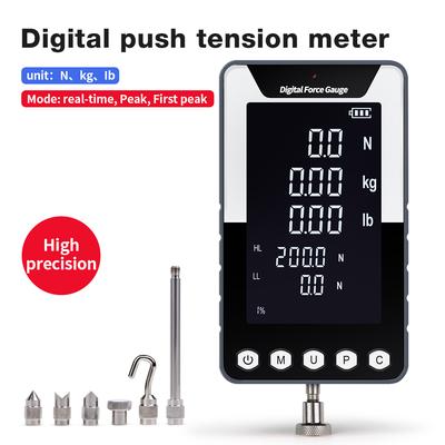 DF-200N/500N Tragbares Kraftmessgerät Großer Bildschirm Druck-Zug-Messgerät Digitales Dynamometer Druck-Zug-Prüfgerät mit 5 Arten von Sonden