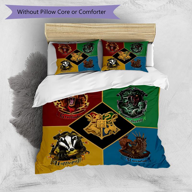 3pcs Duvet Cover Set (1*Duvet Cover + 2*Pillowcase, Without Core),Harry Potter Print Bedding Set, Bedroom Decor, All‑Season, Birthday Gift
