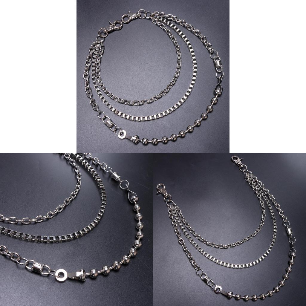 Metal Chain Waist Belt With Multilayer Beaded Design For Men And Women