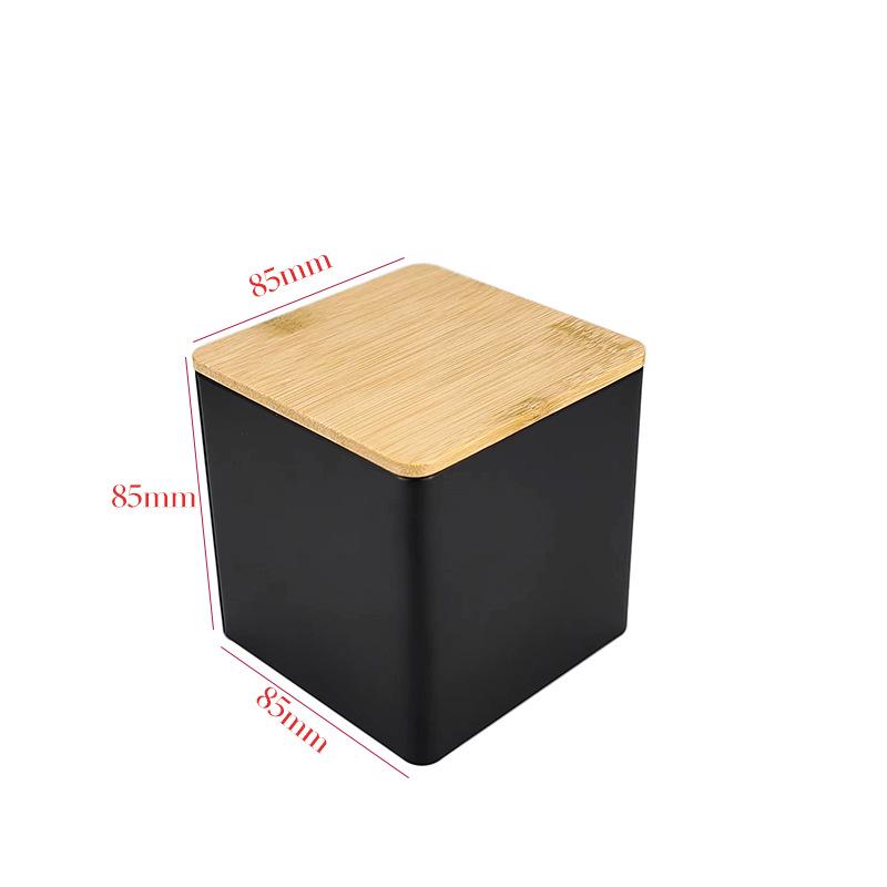 Bamboo Lid Square Metal Storage Tin for Coffee, Sugar, Tea - European American Style