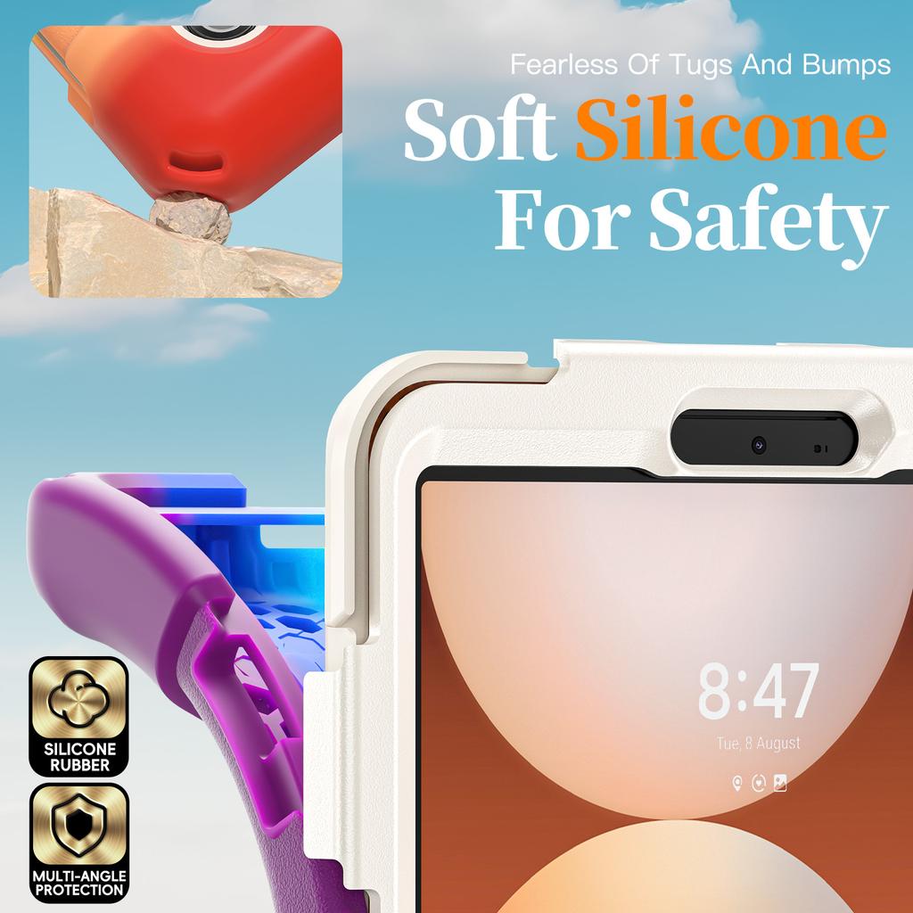 Case for Samsung Galaxy Tab A11 + 11" 8.7" 360 Degree Rotate Stand Case Shockproof Silicone-PC Stand Cover+Shoulder Straps