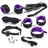 7 stk/sett Sex Bondage Restraint Kit Håndjern Krage Gag Mask Pisk Voksen sexleketøy for par gaver