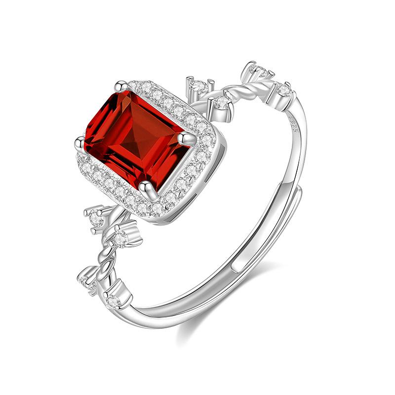 

Natural Gemstone S925 Silver Ring, Twisted Arm Design, Women s Adjustable Fashion Jewelry live