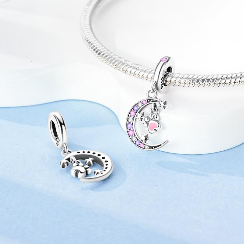 100% Copper Sparkling Cat Moon Sun And Stars Charms Pendants Fit 3Mmoriginal Bracelets Diy Fine Jewelry