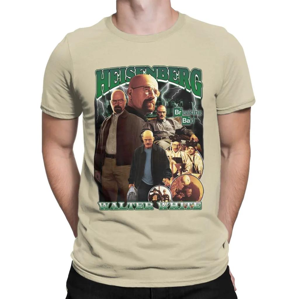Heinsenberg Walter White Vintage T-Shirt Men Breaking Bad Novelty Cotton Tees O Neck Short Sleeve T Shirts Printing Clothing