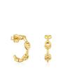 [TOUS] 18K Gold Vermeil Silver Manifesto Logo Hoop 17.4mm Earrings 1004222100