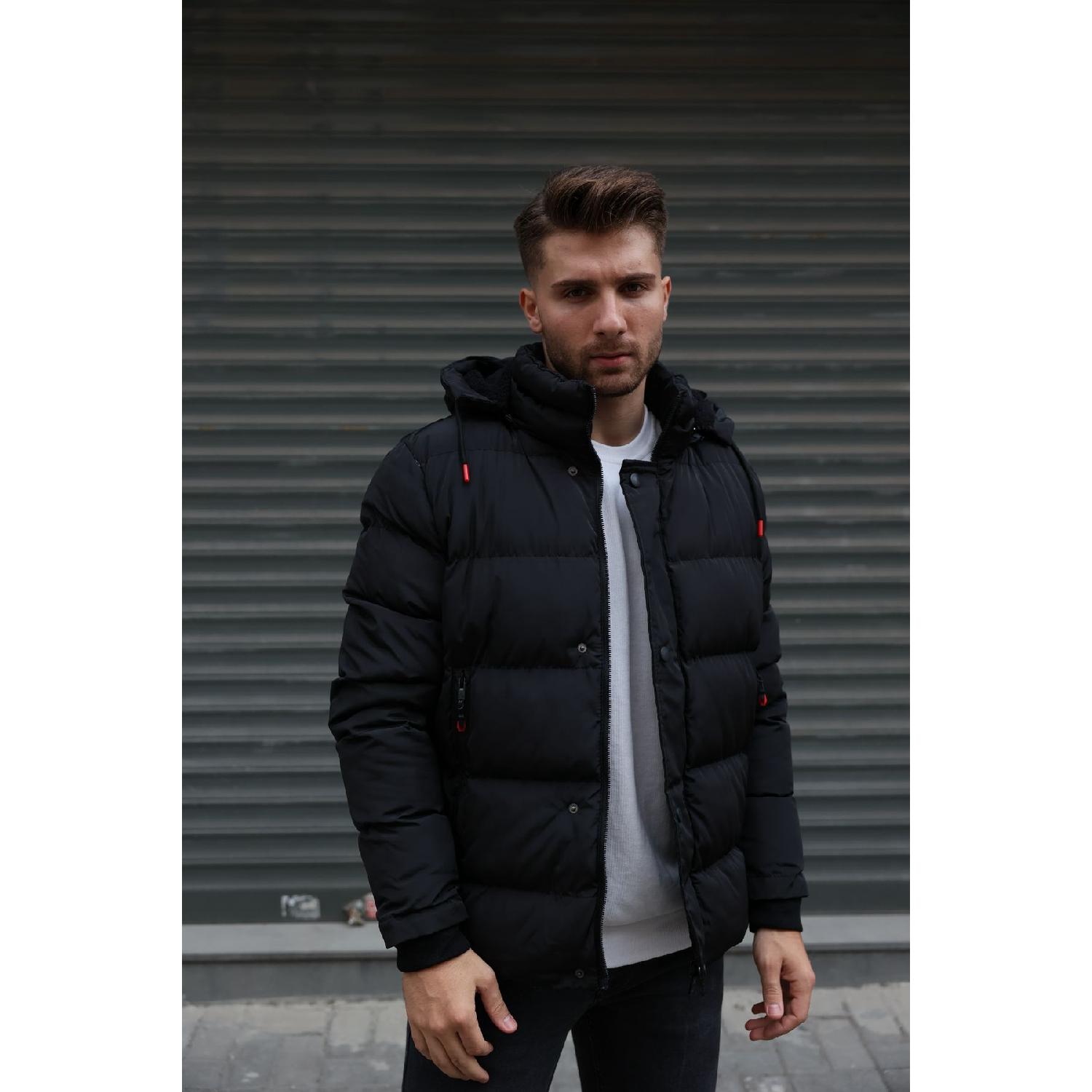 

Men s Fur Lined Puffer Coat S чёрный