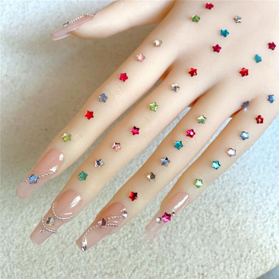 1000Pcs/Set Nail Art Rhinestone Acrylic Assorted Mini Star Love Heart Waterdrop Flower Geometric Shape Charm DIY Nail Decoration Accessories