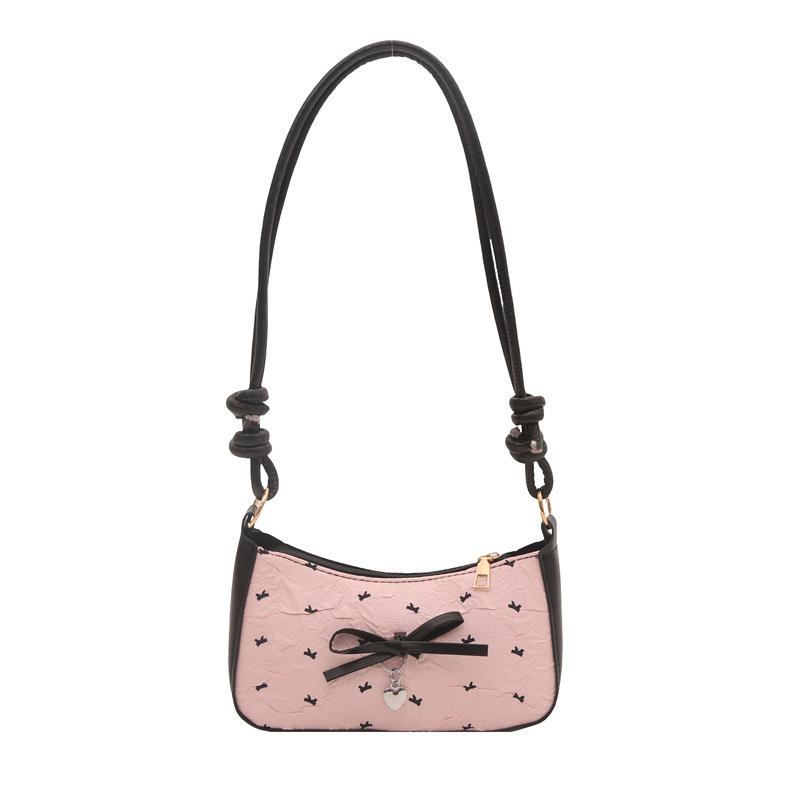 Fashion Casual Oblique Span Bag New Niche Design Bow Crescent Armpit Bag Seersucker High Value Shoulder Bag