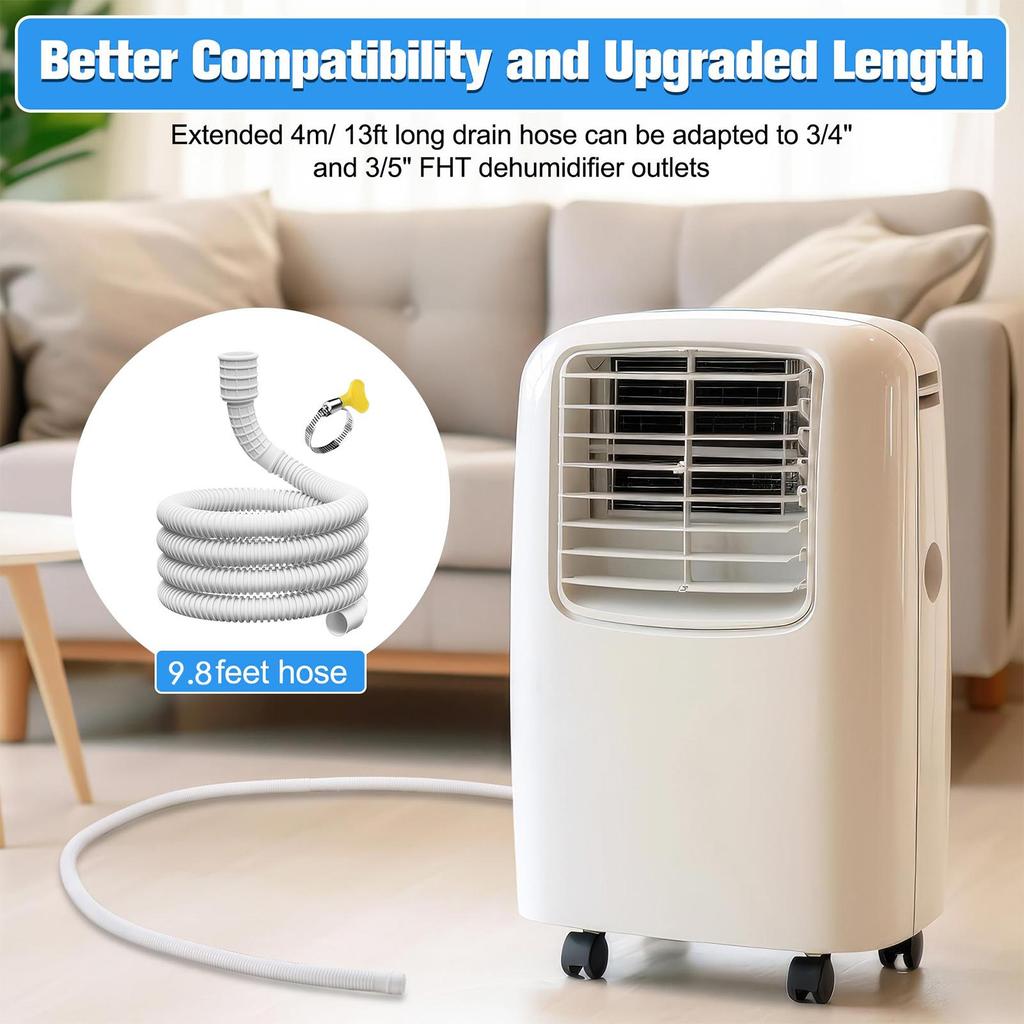 Dehumidifier Drain Hose Long Flexible AC Drain Pipe With Connect Clamp Hose Replacement Dehumidifier Attachment For Garden