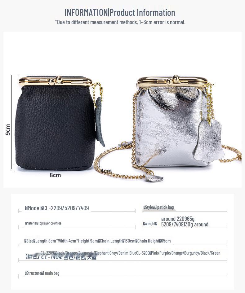 Mini-Lippenstift- und Münzbeutel aus echtem Leder mit Litschi-Muster - Damen-Multifunktions-Aufbewahrungstasche im Ins-Stil