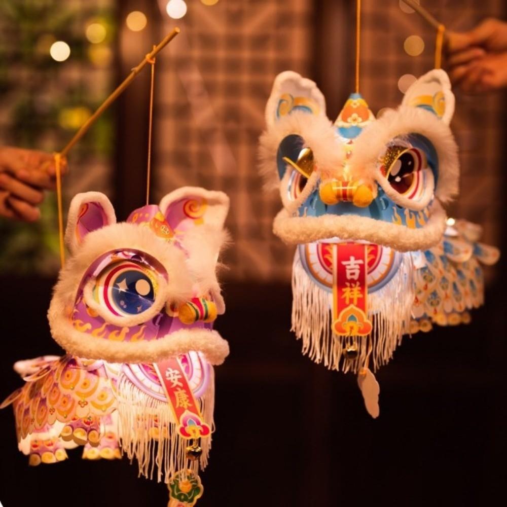 DIY Material Package New Year Lion Dance Lantern Waterproof Festival Atmosphere Ancient New Year Lantern with Tassel