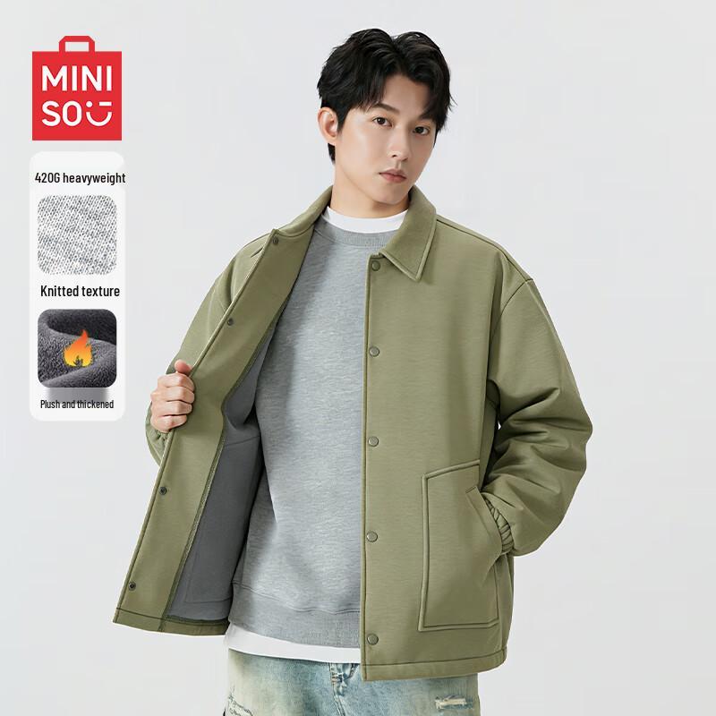 MINISO Men's Winter Fleece-Lined Lapel Jacket