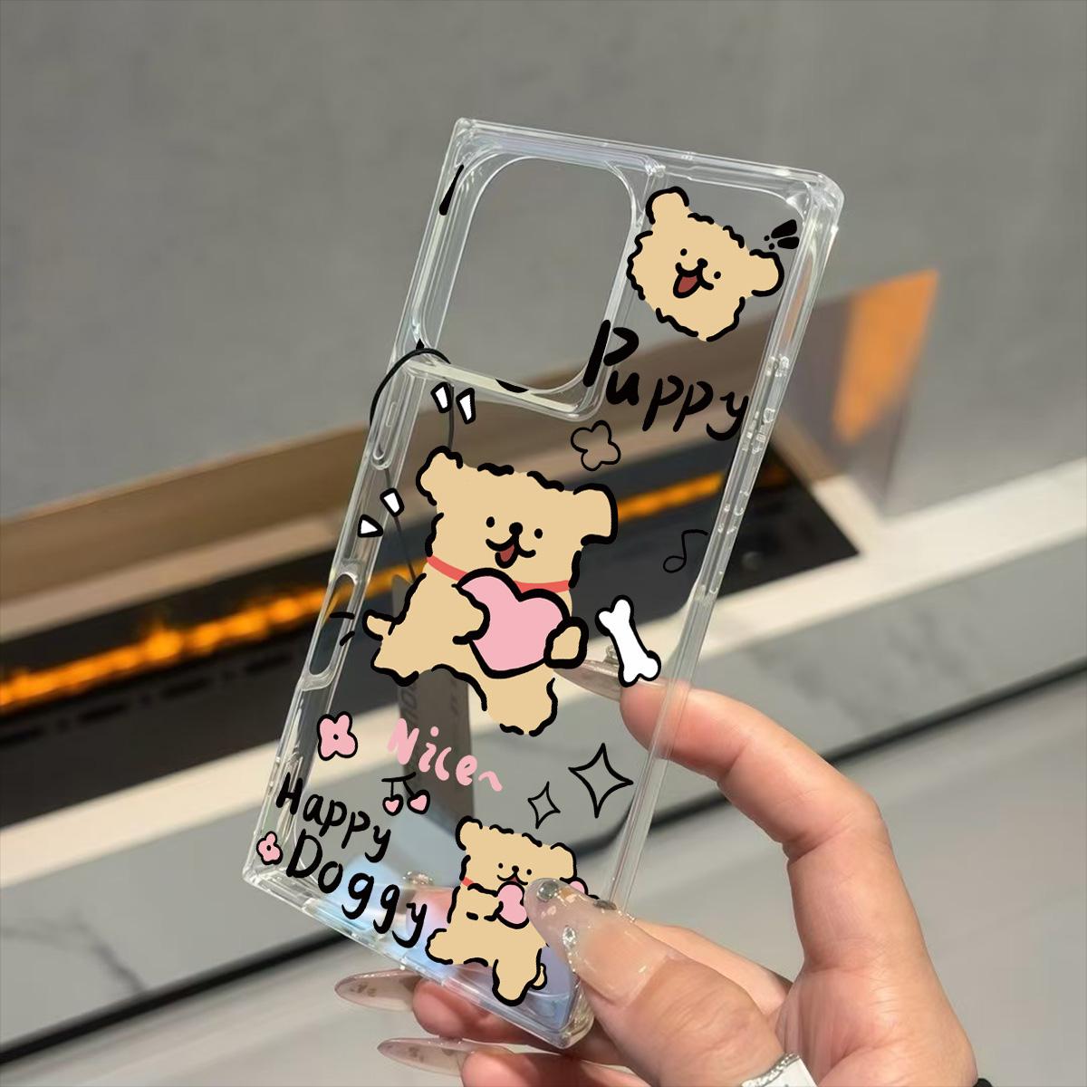 

Transparent Square Back Tube Case Casing Protection For iPhone 15 Plus 12 16 ProMax 14 Pro Max 11 13 Anti-Oxygen,HAPPY DOGGY Pattern iphone 11 ProMax