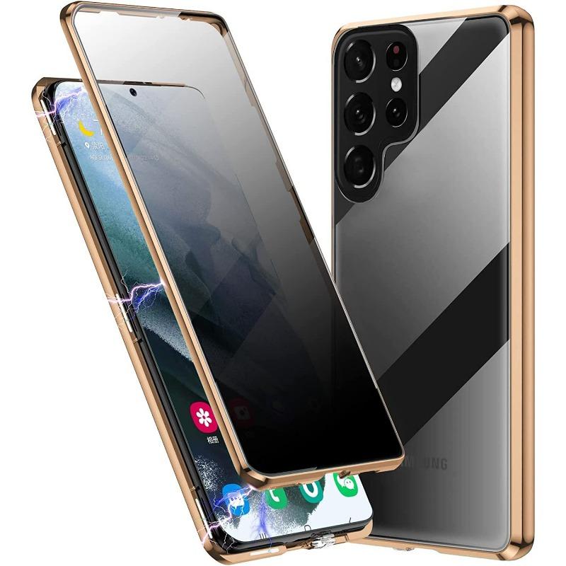 Geeignet für Samsung S25ultra Anti-Peeping Handyhülle Magneto 24 23 22 Doppelseitiges Glas Metall Magnetische Hülle