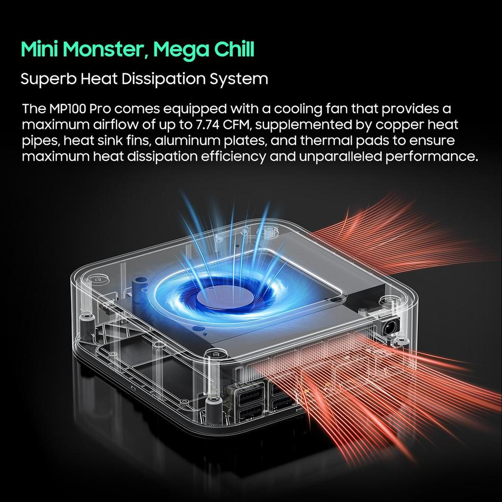 Mini PC Blackview MP100 Pro AMD Ryzen™ 5 7430U (Až 4,3 GHz) 16 GB RAM512 GB SSD Radeon™ RX Vega 7 Windows 11 Pro MINI PC