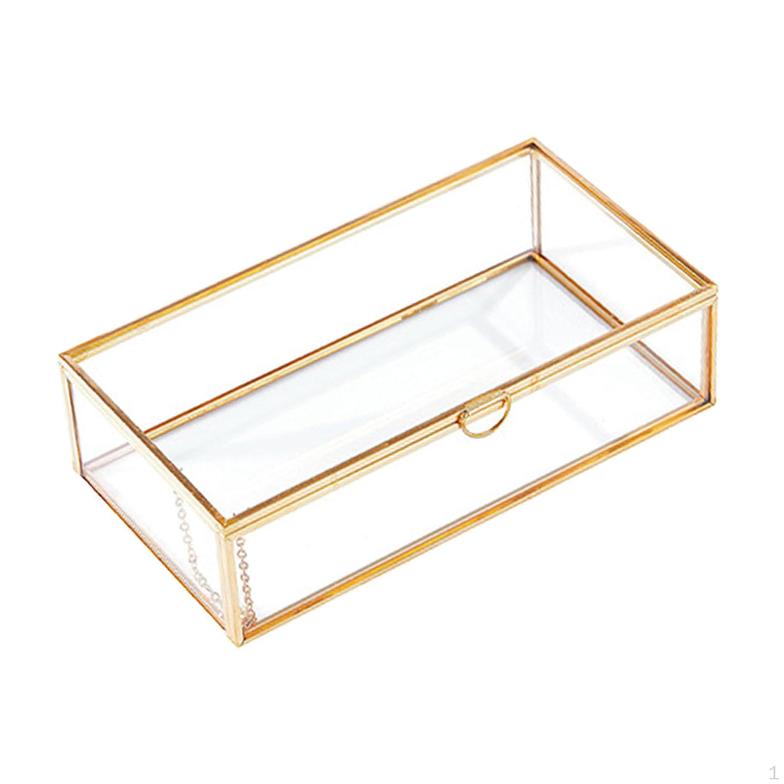 

Элегантная стеклянная шкатулка для украшений с металлическим каркасом Golden Pull Tab