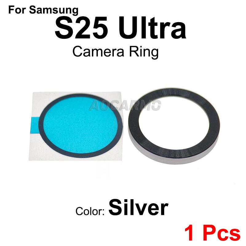 Aocarmo For Samsung Galaxy S25 Ultra SM-S938U/F/0/B S25U Rear Back Camera Lens Ring Metal Frame With Adhesive