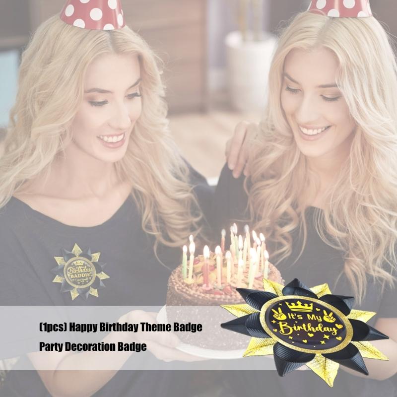 Happy Birthday Button Pin Party Decoration For Birthdays Event Reusable Safety Clasps Grosgrain Ribbon Badges Gift