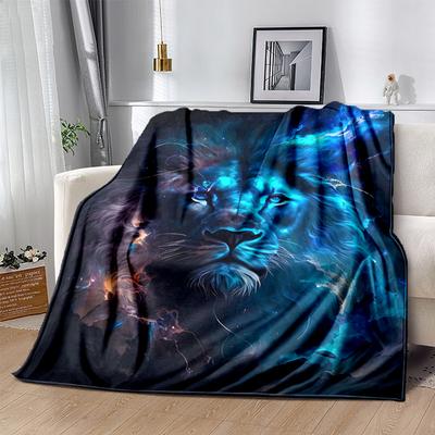 1pc Galactic Lion Blanket Soft Throw Blankets, Warm Cozy Bedding Decorative Coverlet, Living Room .K048