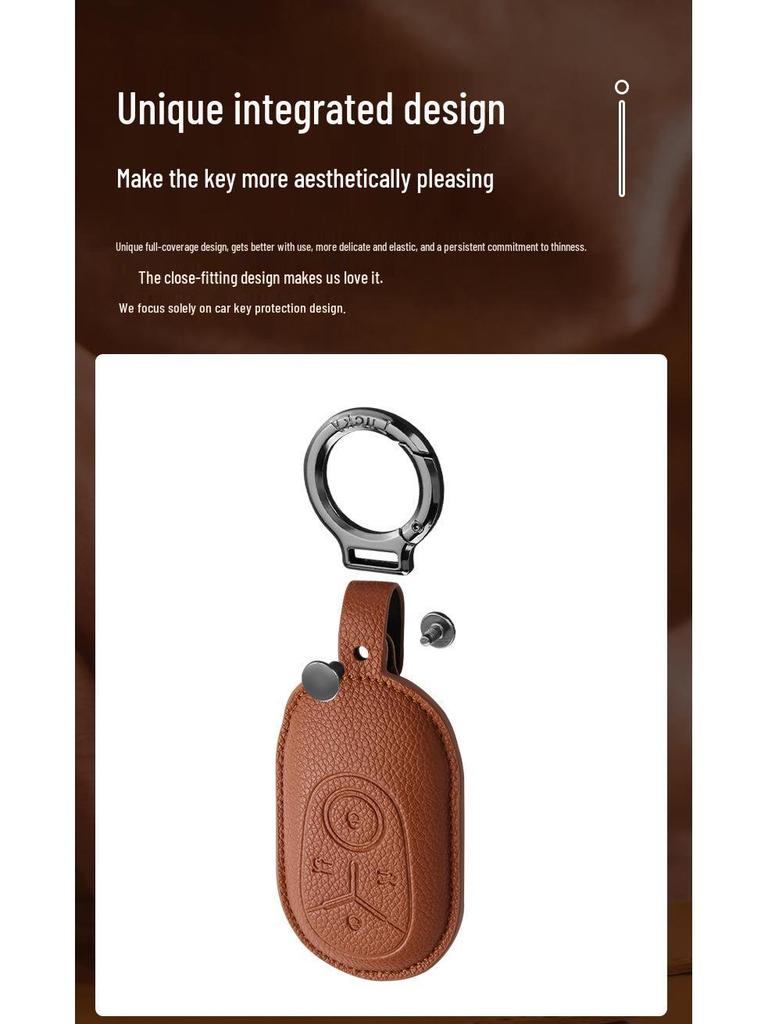 Geely Genuine Leather Key Case for Xingyue, Boyue, Galaxy, Xingyuan, Emgrand, Xingrui, Bin Yue, ICON, Bin Rui, with Buckle