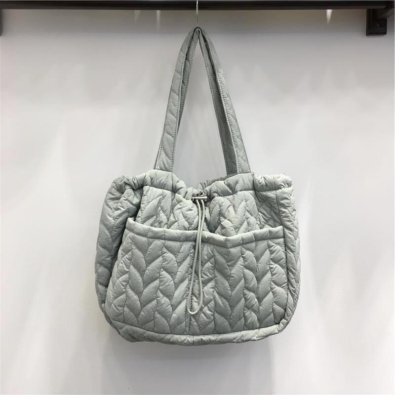 Autumn and winter soft underarm down bag women's large capacity lightweight pleated nylon cotton clothes cloth bag shoulder bag