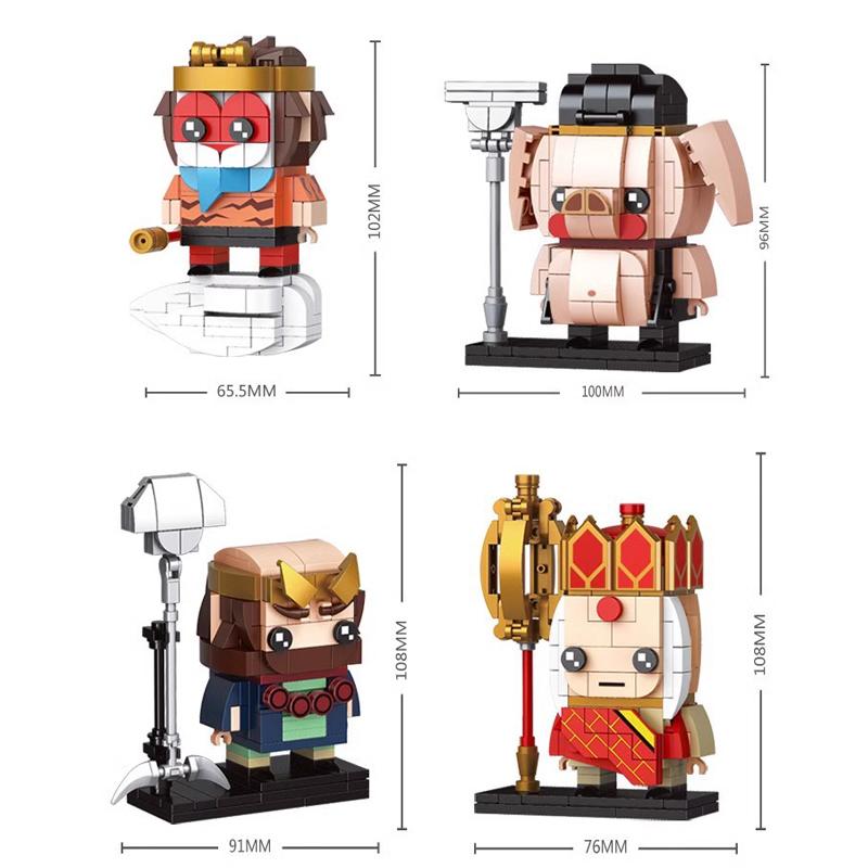 DECOOL Journey To the West Brickheadz Building Blocks Monkey King Pigsy Demon Bull King Bricks Toys For Boys Children Gifts