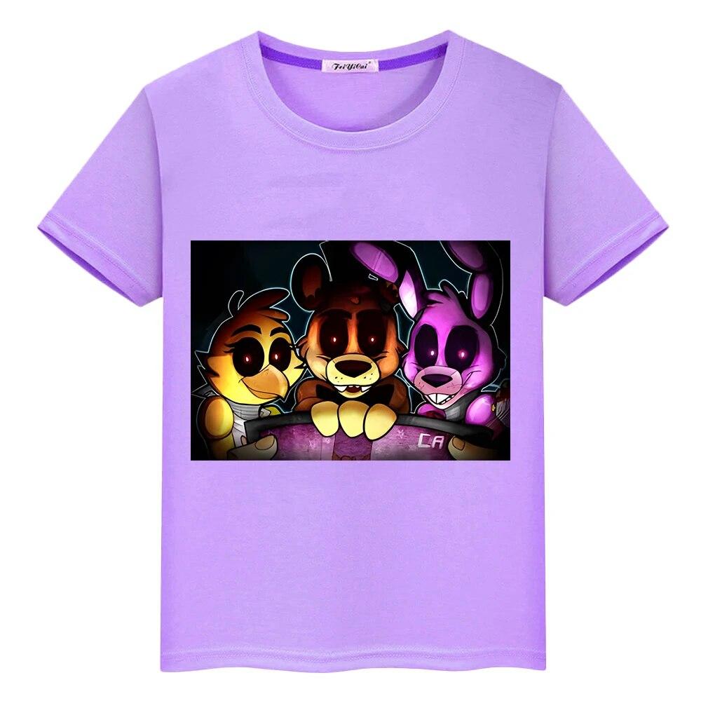 Bear Rabbit Game Kawaii Summer 100% bavlněné tričko chlapecké anime Trička Ležérní Krátké FNAF Potisk topy y2k jednodílné dětské oblečení dívky