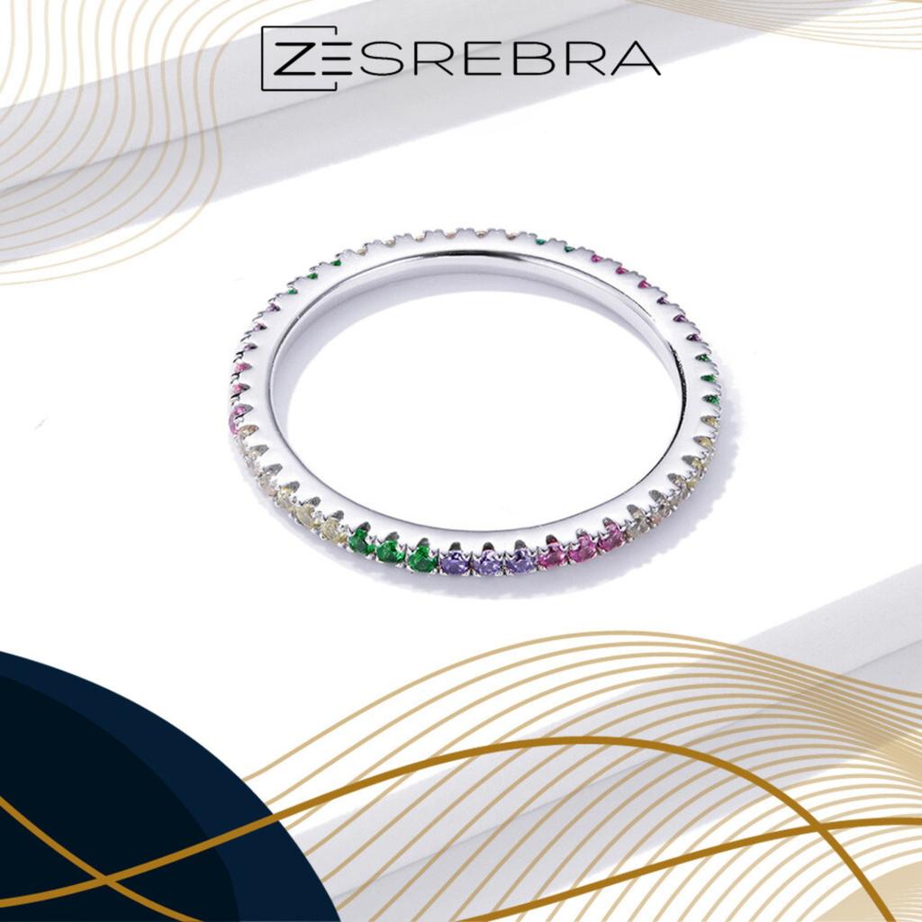 Ring With Colorful Cubic Zirconias S925 Crystals