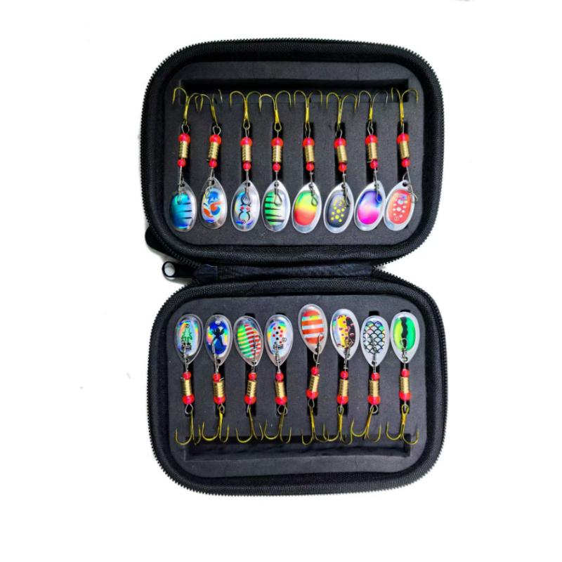 Metal Spinner Spoon Lure Kit Hard Bait Tackle with High-Strength Hooks for Bass Pike Trout Freshwater/Saltwater Fishing 16/10Pcs