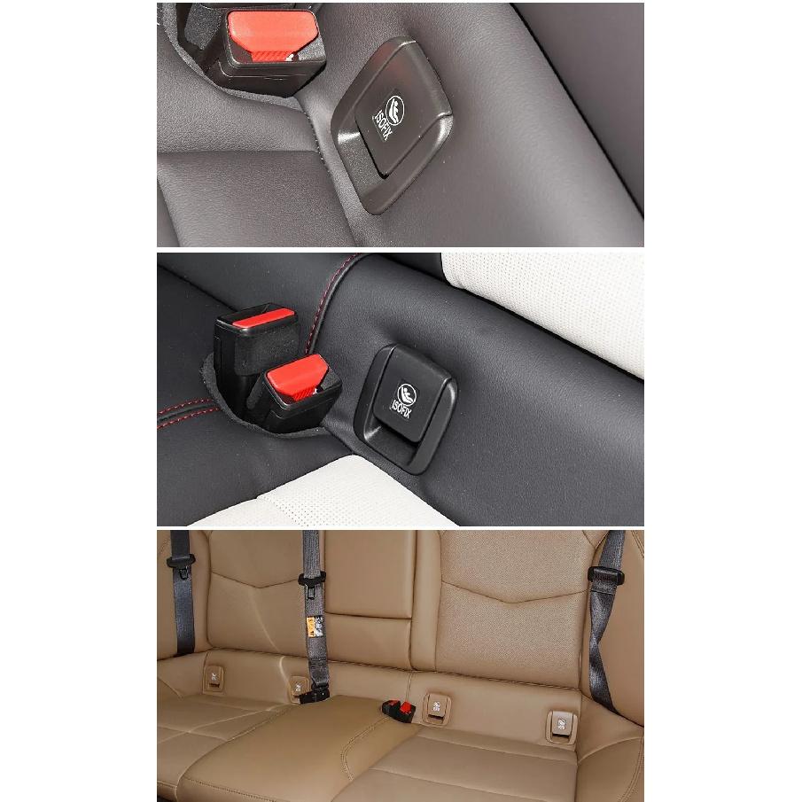 2 Colors Rear Seat ISOFIX Buckle Flip Cover Child Seat Safety Belt Caps Fit For Cadillac CT5-2 2020-2024 White Symbol