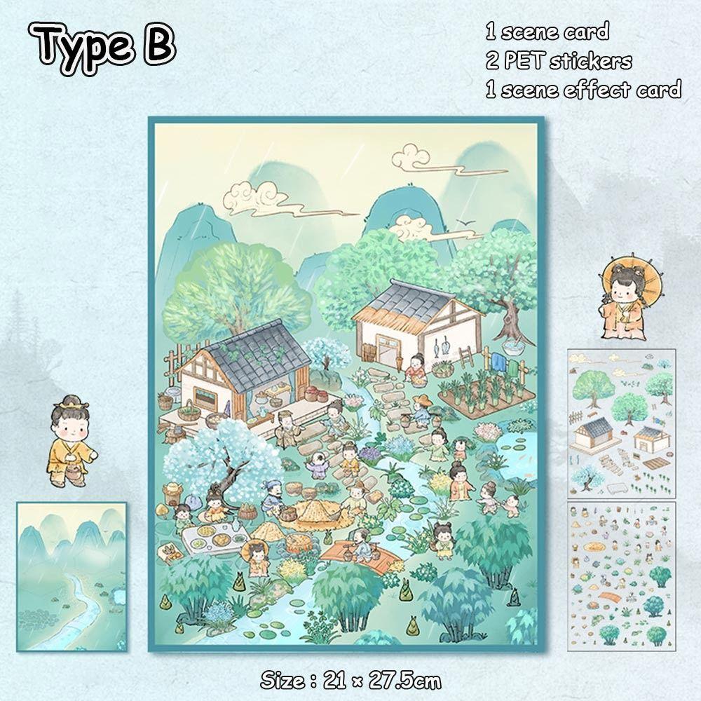 3D Miniature Scene 3D Stickers DIY Landscape Notebook Sticker Cartoon Visual Stacking Sticker
