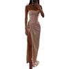 European and American sexy women's clothing new suspender sleeveless dress banquet party dress hem slit