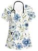Damen Arbeitsblume T-Shirt Stretch Kasack Pflegeuniform Bluse V-Ausschnitt Kurzarm Medizinische Scrub Tops mit Taschen Großhandel
