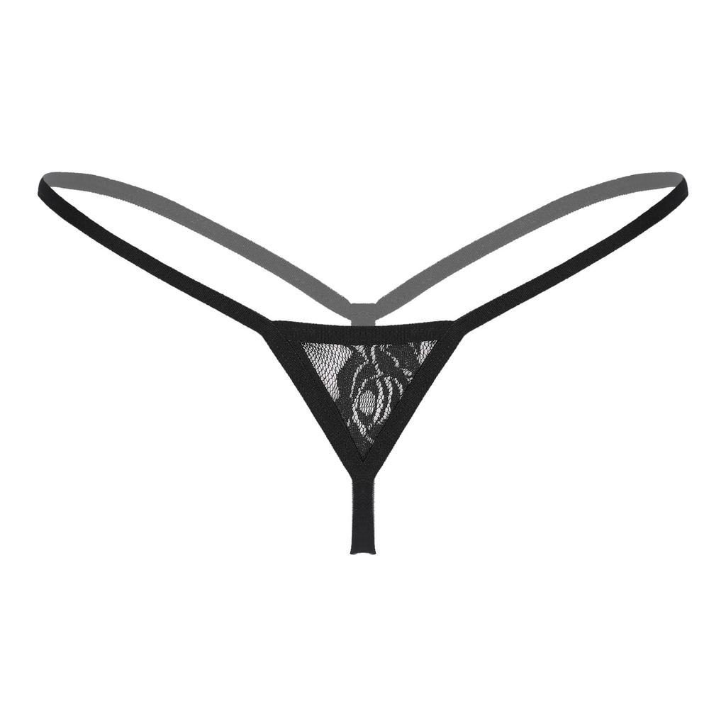 Womens See Through Lace Micro Thongs G-String Low Waist Elastic Waistband T-Back Lingerie Underwear