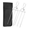 3-Prong Grill Skewers, Stainless Steel BBQ Skewers with Pusher, Rust-proof Grill Sticks for Meat Vegetables Chicken Shrimp, Outdoor Cooking Essential