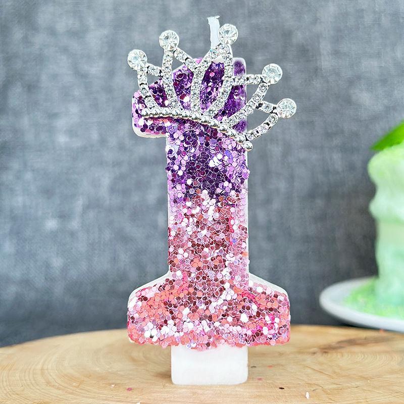 Color Changing Princess Crown Digital Birthday Candle,Celebrating Birthday Cake Plugin Candle Decoration Cake Decorating Supplie
