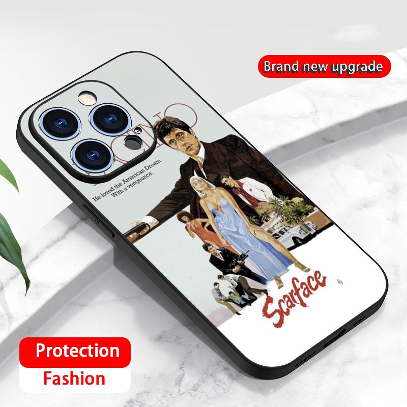

Tonny montana scarface Classic poster Phone Case For iPhone 17 16 16e 15 14 13 12 Plus Mini Pro Max Soft black Shockproof Cover iPhone 14