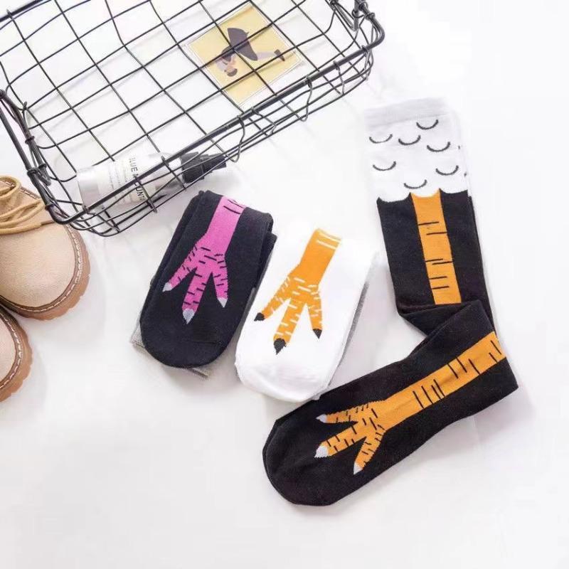 Women Funny Chicken Paw Stocking Over-knee Pressure Thin Leg Long Stockings Spring Autumn Winter Middle High School Girls Socks