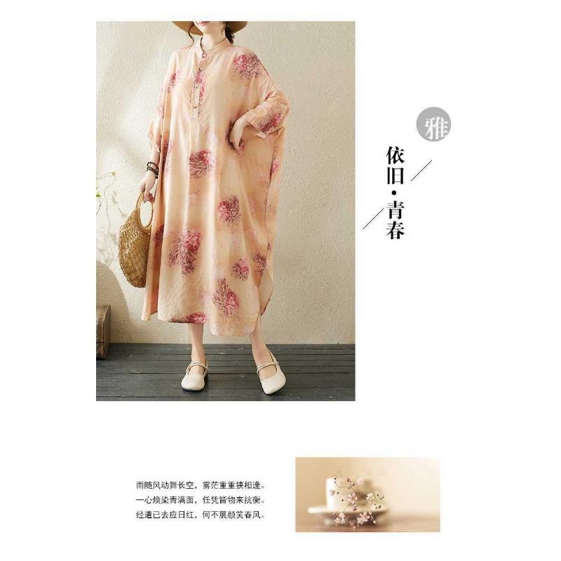 Trykte Kjoler med Ståkrage, Løse og Oversized for Ferie