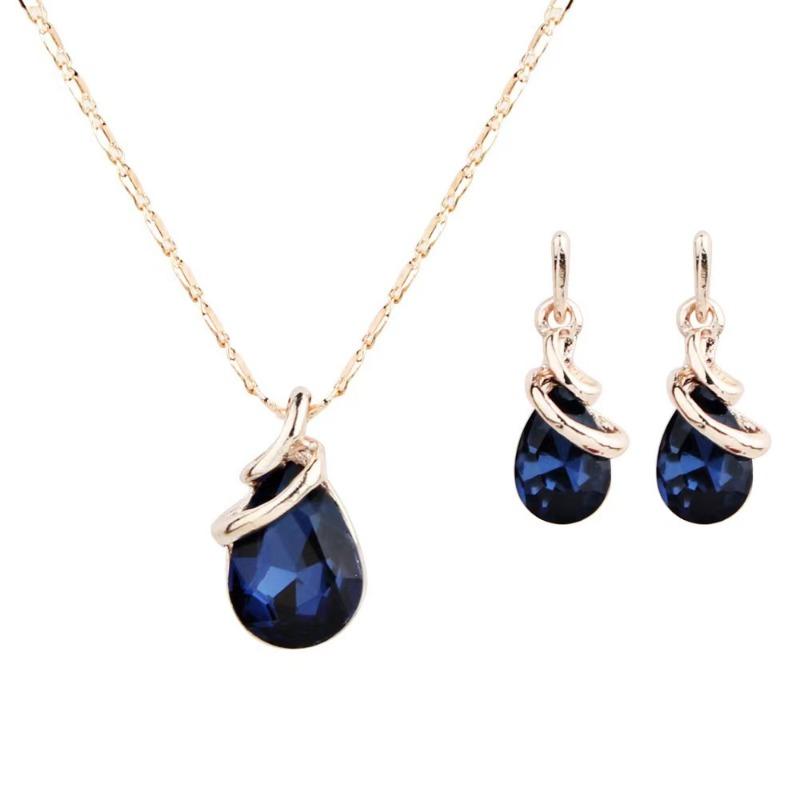 

Rising water drop pink gemstone necklace earrings wedding necklace jewelry set