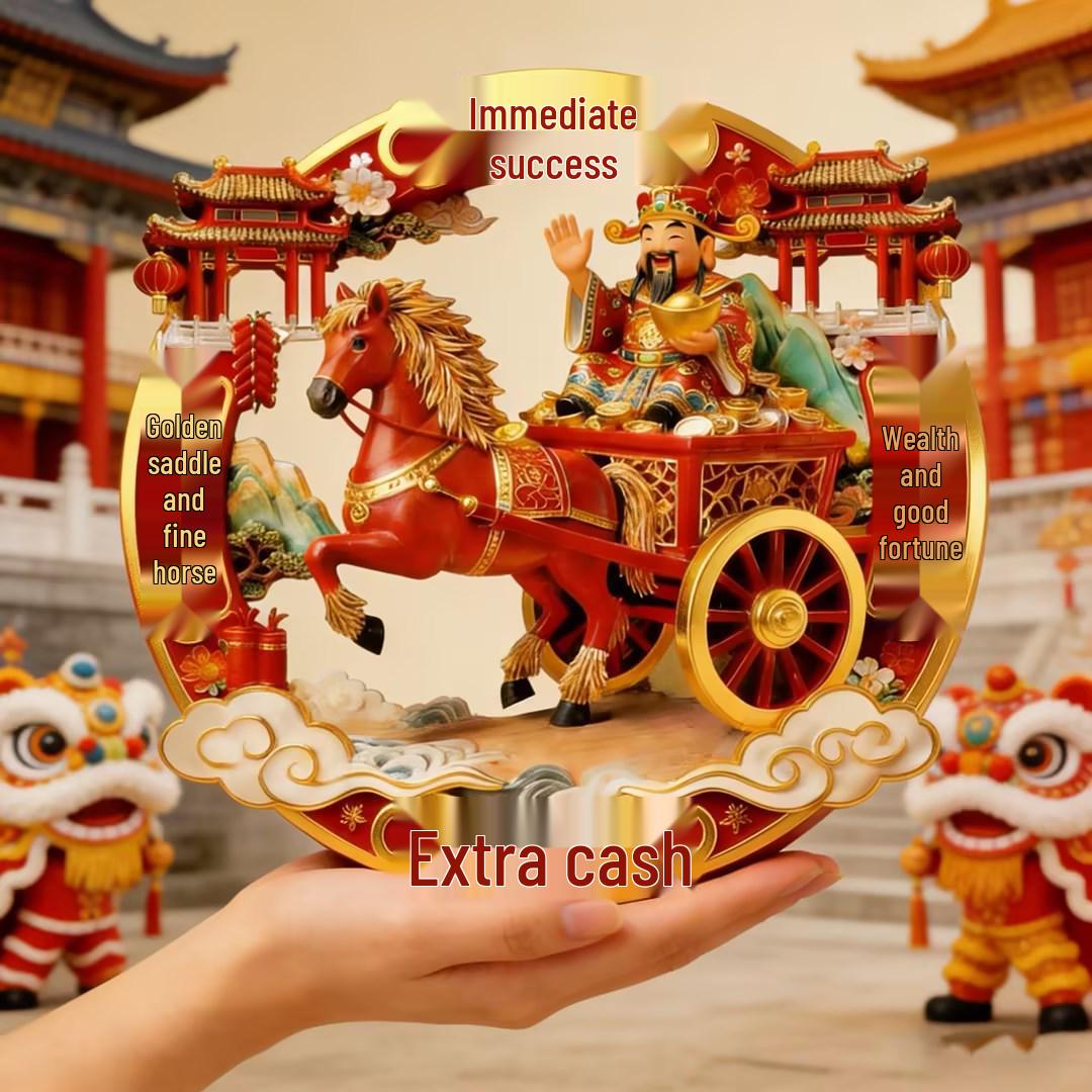 Golden Saddle Treasure Horse Refrigerator Magnet - Auspicious Wealth Decor for New Year