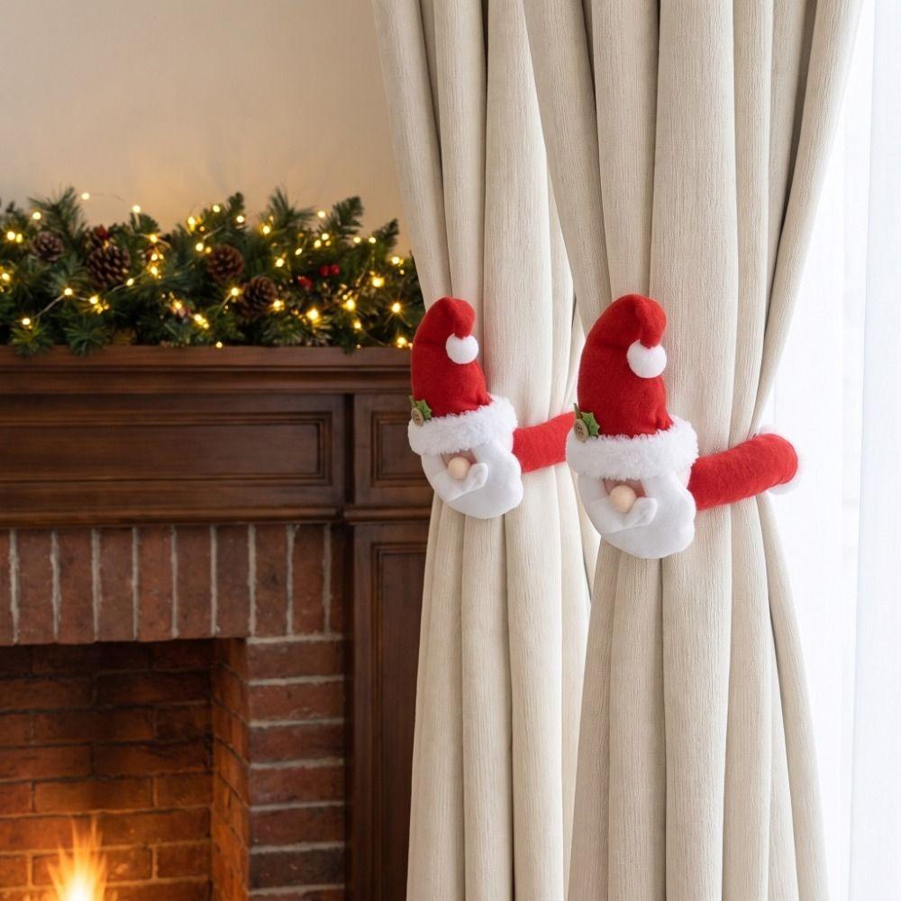 Snowman Christmas Curtain Tiebacks Deer Xmas Curtain Buckle Curtain Clips Window Treatment