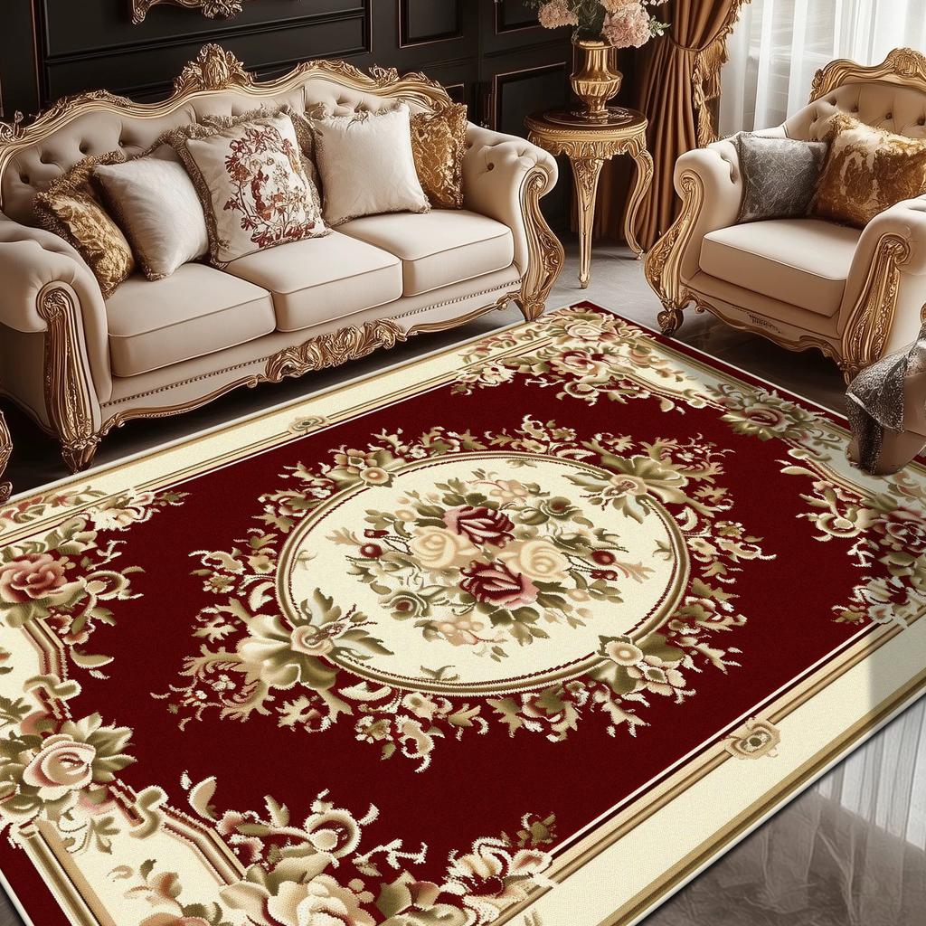European Style Luxury Living Room Carpet Persian Home Decor Bedroom Bedside Soft Floor Mat Lounge Coffee Tables Non-slip Rug