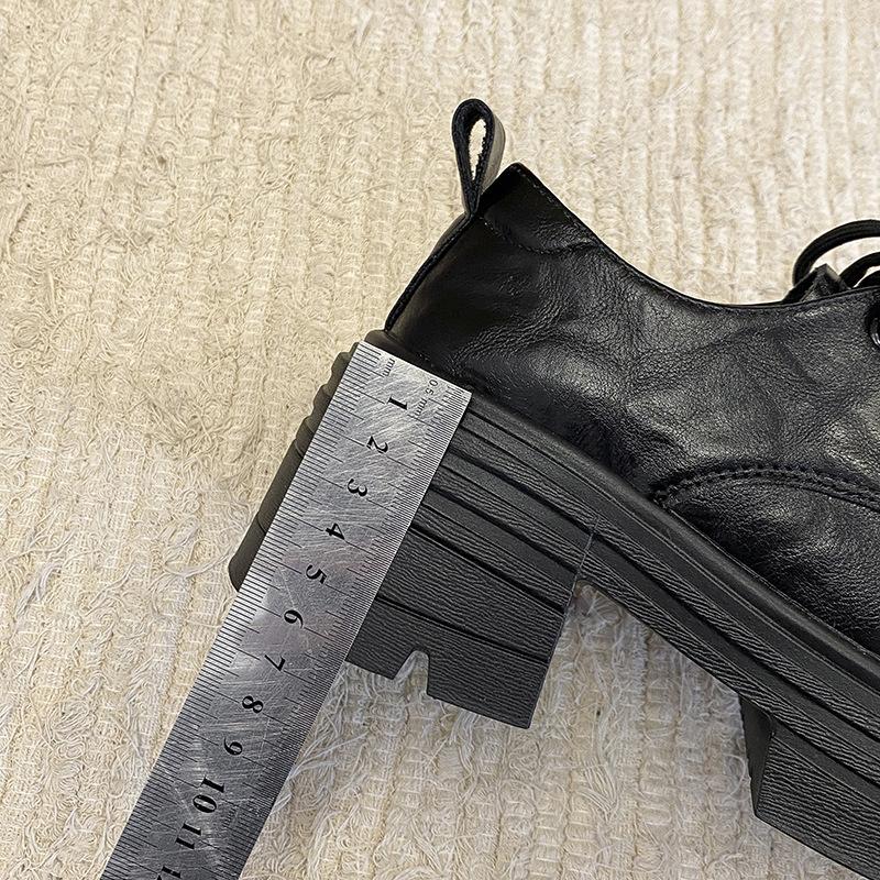 Patent leather thick-soled thick-heeled loafers women's 2025 spring and autumn new fashion versatile high-heeled single shoes British style small leat